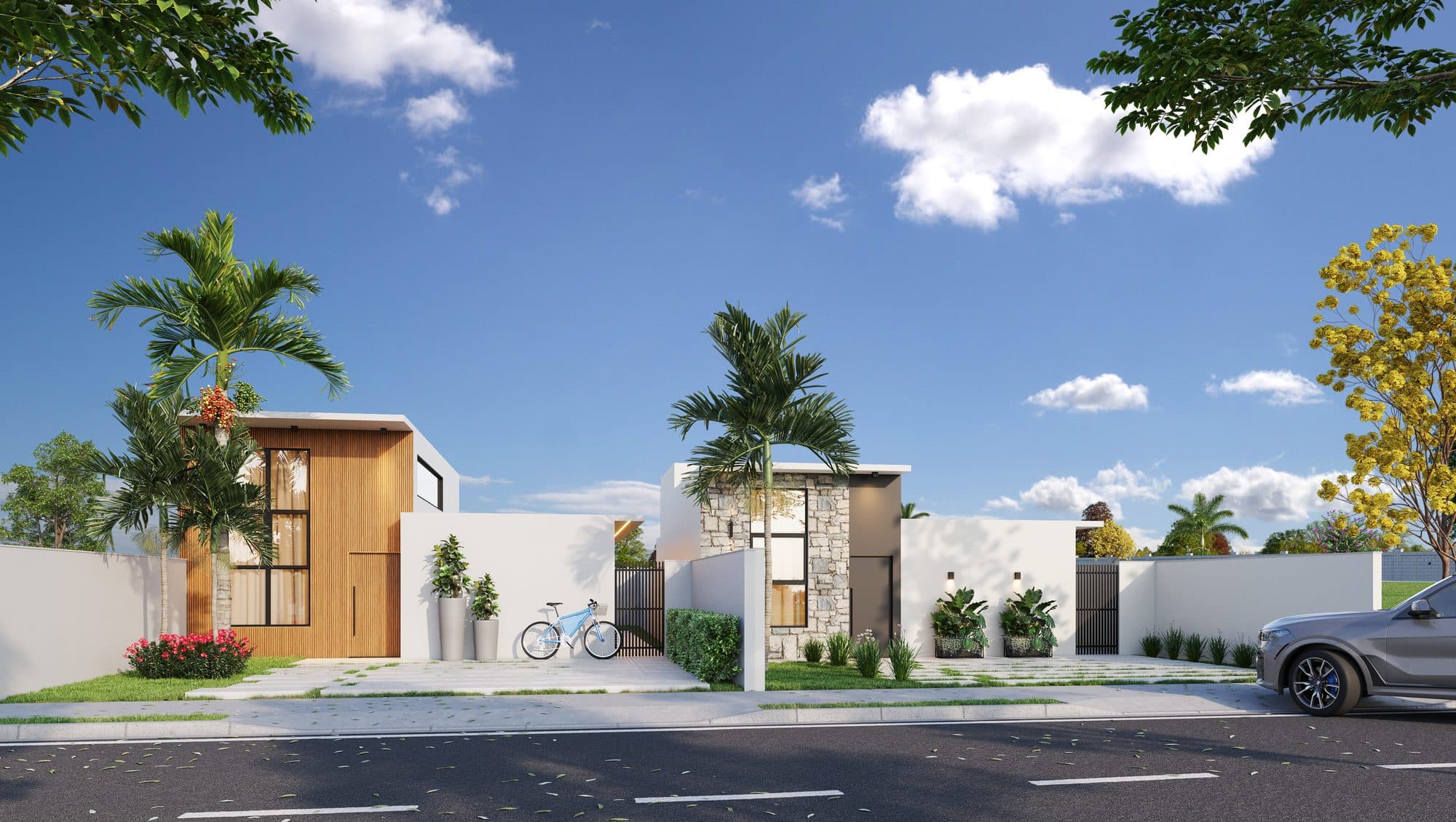 Ruas e casas no Residencial Primavera